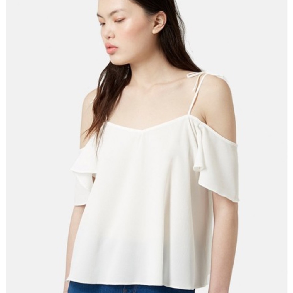 Top shop Cold Shoulder Top, White, Size US 8
